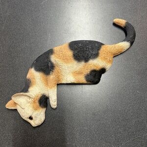 CALICO CAT DOOR SITTER RESIN CBC 1990's LONG HAIRED CAT LOVER VINTAGE